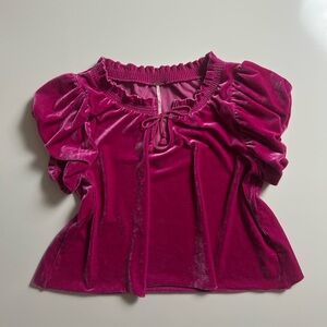 Free People Terese Velvet Top, Pink, Size S